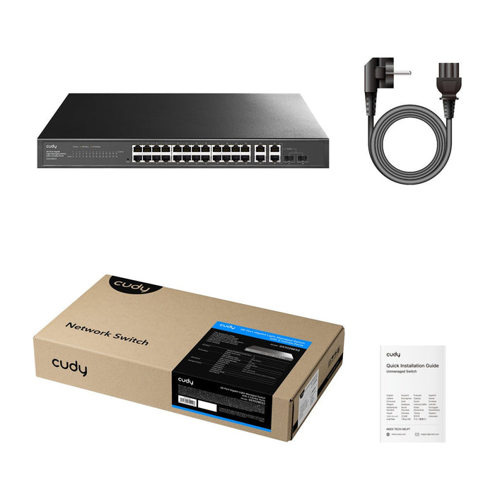 Cudy Switch Gs1028es2 - 26 Ports - 26x Ge (10/100/1000) - 2x Combo-Spf