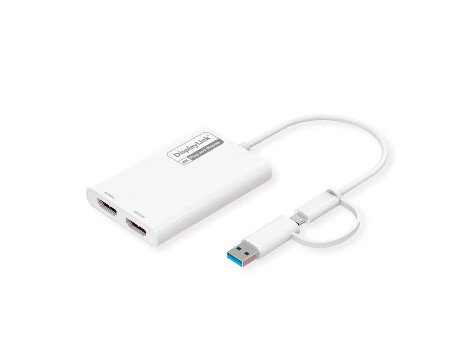Roline Multi-Displaylink Adapter Usb Typ A+C - 2x Hdmi, Multi-Stream 4k