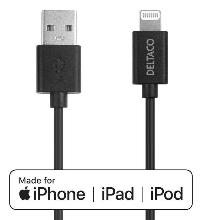 Deltaco Usb Zu Lightning Kabel 2m Mfi Schwarz