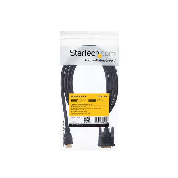 Startech.Com Cable Adaptador Hdmi A Dvi-D De 1 8m Macho A Macho Cable Adaptador Hdmi Macho A Dvi-D Macho Negro Para P/N: Dk31c3hdpd Dk31c3hdpdue Mdp2hdec St121hd20fxa Vid2hdcon2 Vs424hd4k60
