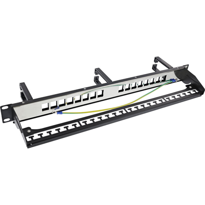 Inline® 16-Way Patch Panel, Keystone Empty Panel With 3 Brackets, 19", 1u Negro