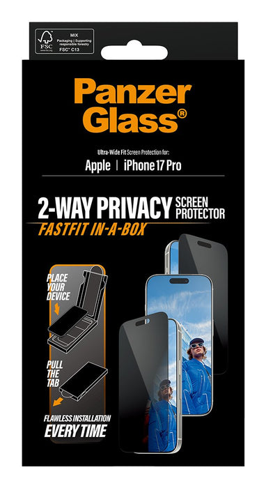 EAN 5715685030536 - PanzerGlass ® Privacy Screen Protector iPhone 17 Pro | Ultra-Wide Fit w. FASTFIT IN-A-BOX Protector de pa imagen 3