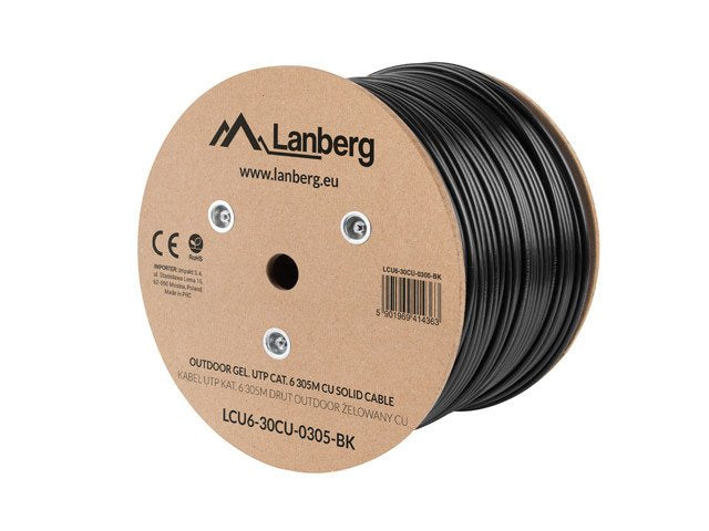 EAN 5901969414370 - Lanberg LCU6-30CU-0305-BK cable de red Negro 305 m Cat6 U/UTP (UTP) imagen 1