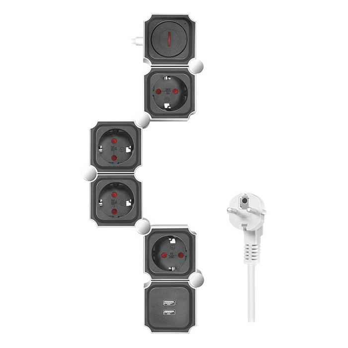Regleta De Enchufes De 4 Vías Logilink, 4xcee 7/3 + 2xusb-A, 1,5 M