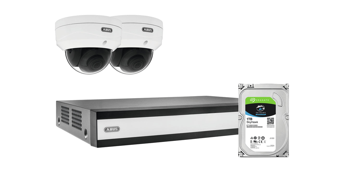 Abus Poe-Video-Set: 2 Mini-Dome-Kameras + Nvr