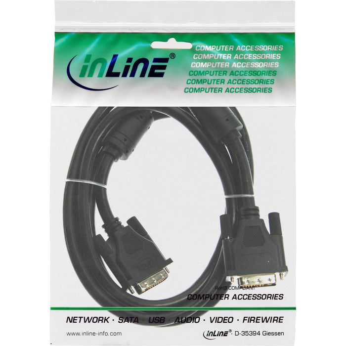 Cable Inline Dvi-D 18+1 Macho A Macho Single Link Con 2 Bobinas De Ferrita 3m