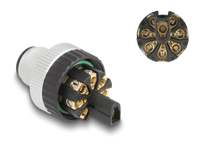 Delock 60535 M12 Conector Codificado A De 8 Pines Macho Para Montaje Con Conexión Por Tornillo