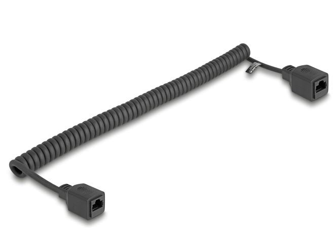 Delock Rj45 Spiralcable Buchse Zu Buchse Cat.5e Utp 0,5 M Bis 1 M Schwarz