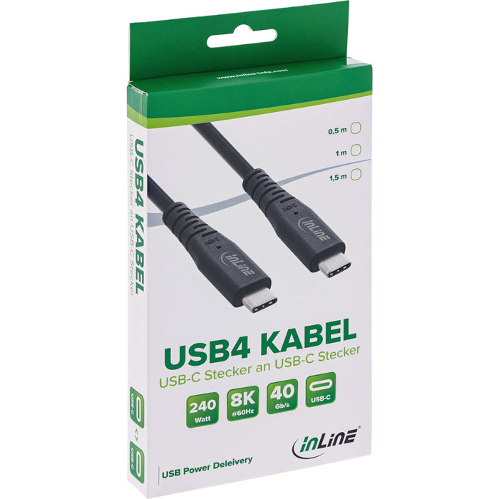 EAN 4043718312771 - InLine 35904I cable USB USB4 Gen 3x2 1,5 m USB C 40 Gbit/s 240 W Negro imagen 2