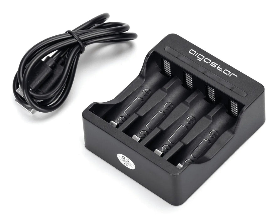 Cargador De Pilas 4 (Aa/Aaa) Negro Aigostar 4 Vías/ Aa-Aaa/ Dc 5v