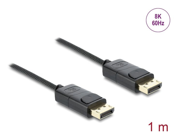 Delock Koaxiales Displayport Cable 8k 60 Hz Con Geflechtmantel 1 M