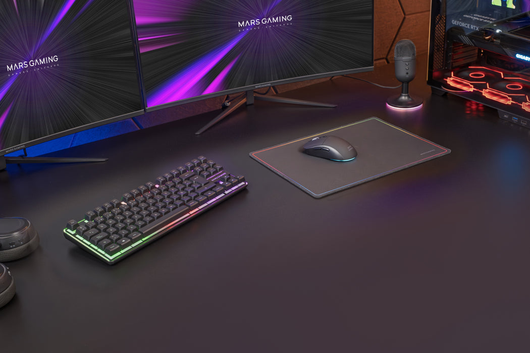 Pack Gamer 3en1 (Calvier/Ratón/Tapis) Mars Gaming Mcpwtkl (Negro)