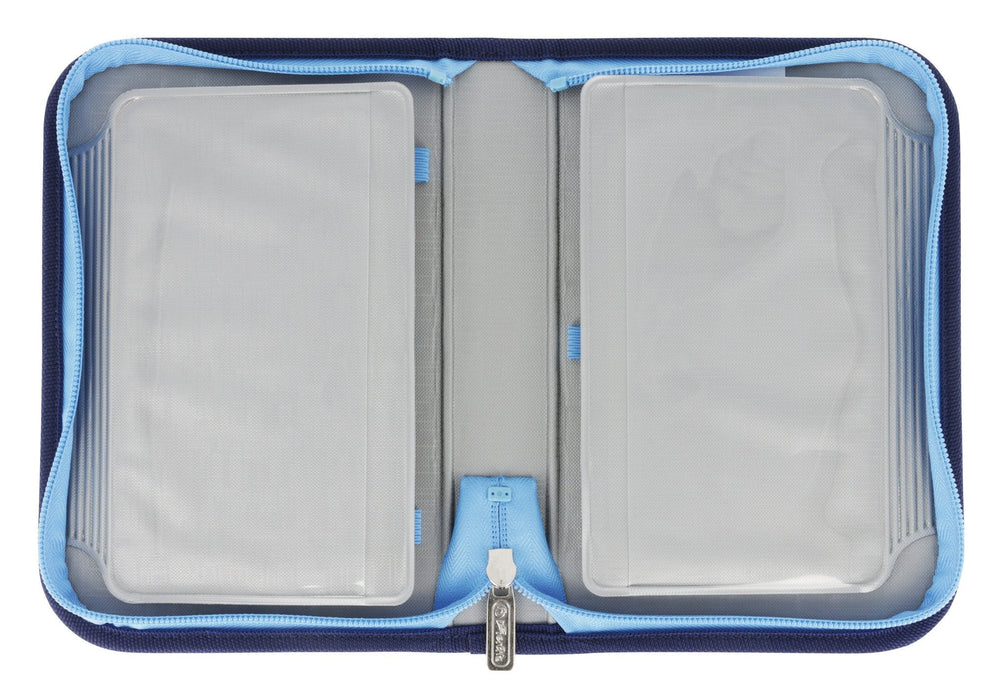 Mochila Escolar Herlitz Ultralight Azul, Estuche Estudiante Con 16 Piezas, Mocasines Ovalados, Bolsa De Deporte, 2 Aplicaciones 50046164