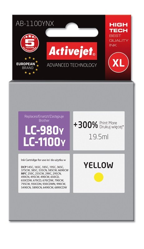 EAN 5901452124847 - Activejet AB-1100YNX cartucho de tinta 1 pieza(s) Compatible Alto rendimiento (XL) imagen 1