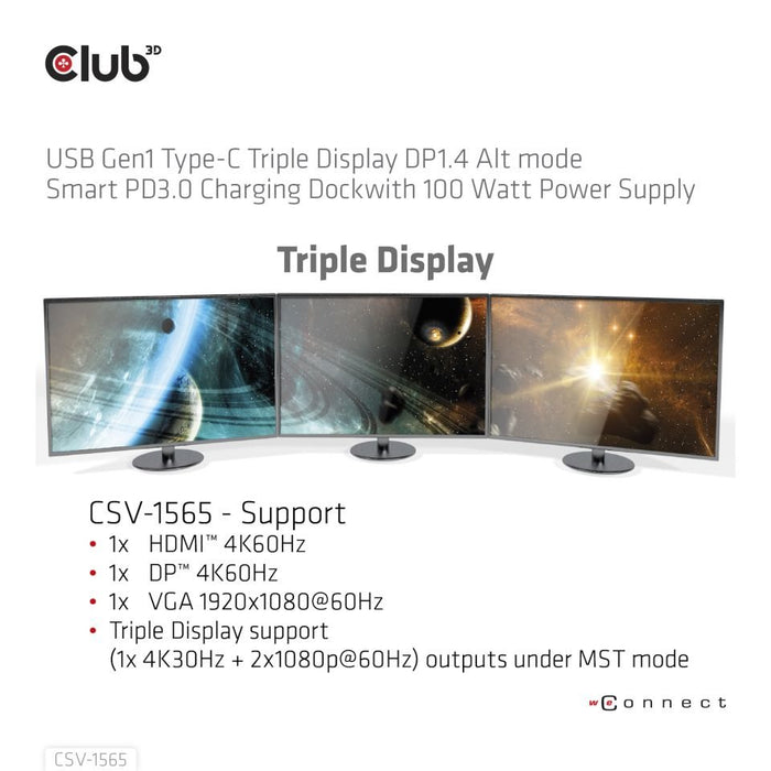EAN 8719214472702 - CLUB3D CSV-1565 base para portátil y replicador de puertos Acoplamiento USB 3.2 Gen 1 (3.1 Gen 1) Type-C  imagen 3