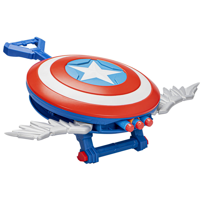 Lanzador Hasbro Nerf Marvel Mech Strike Mechasaurs Capitán América Con Redwing