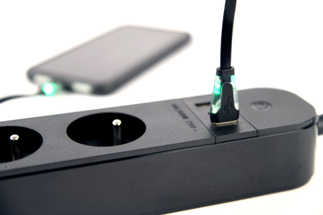 Gembird Regleta Smart Con Cargador Usb, 4 Enchufes Franceses, Negro