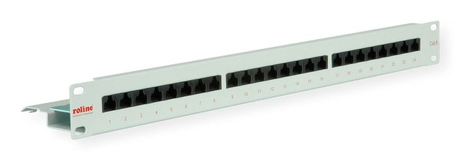 Roline Kat.6 Class E 48,26cm 19zoll-Patchpanel 24p Ungeschirmt Grau