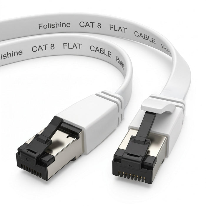 Extralink Lan Patchcord Cat.8 U Ftp 15m 40g Flat Shielded Foiled Twisted Pair Bare Copper White