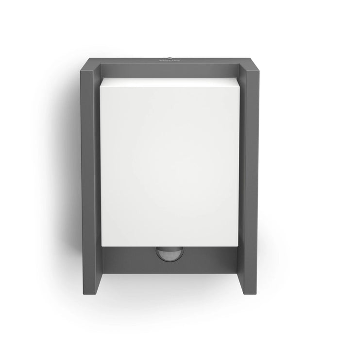 Aplique Exterior Philips Arbour 6w Sensor Movimiento 600lm 4000k Impermeable Ip44 Aluminio Antracita