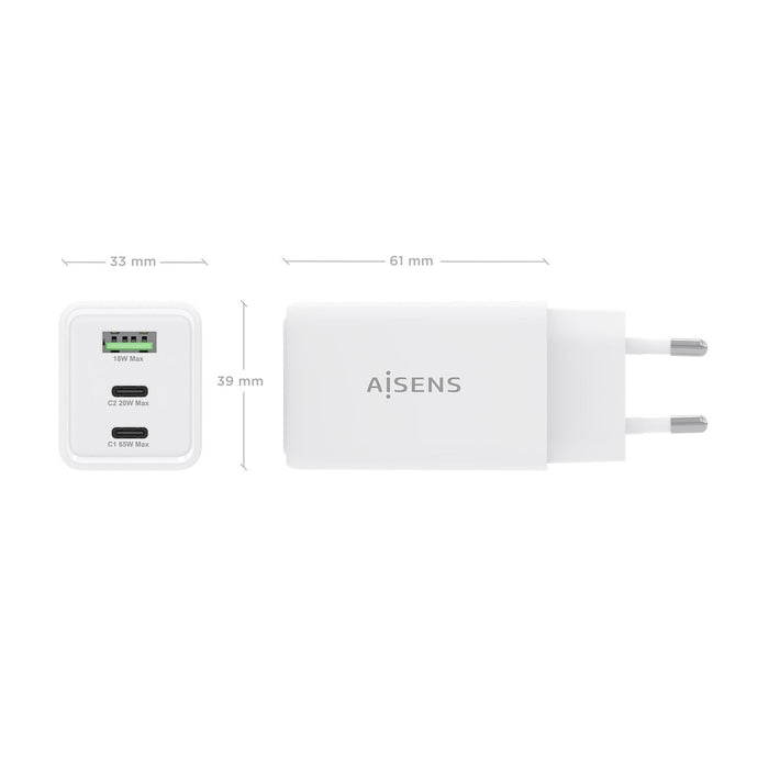 EAN 8435739903940 - AISENS ASCH-65W3P072-W cargador de dispositivo móvil Cámara digital, GPS, Teléfono móvil, Portátil, Smart imagen 4