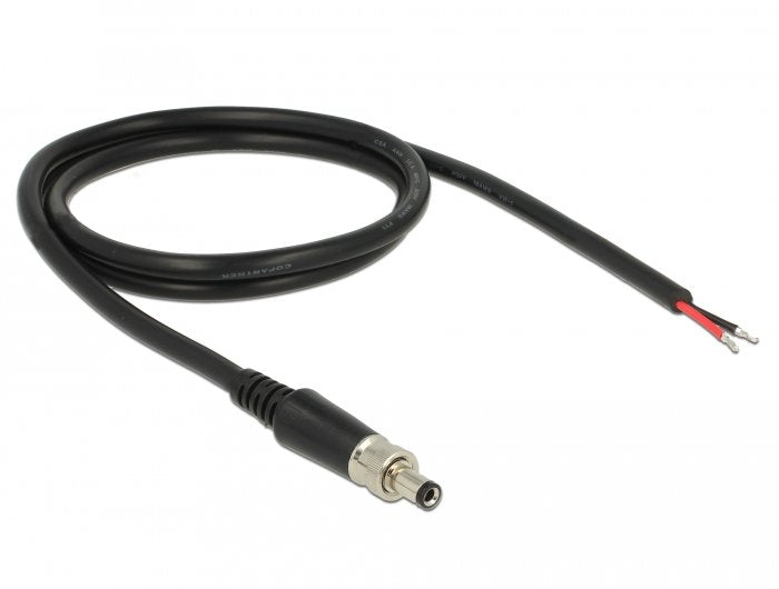 Delock Stromversorgungscable Dc 5,5 X 2,5 X 9,5 Mm Verschraubbar Zu Offenen Cableenden 95 Cm
