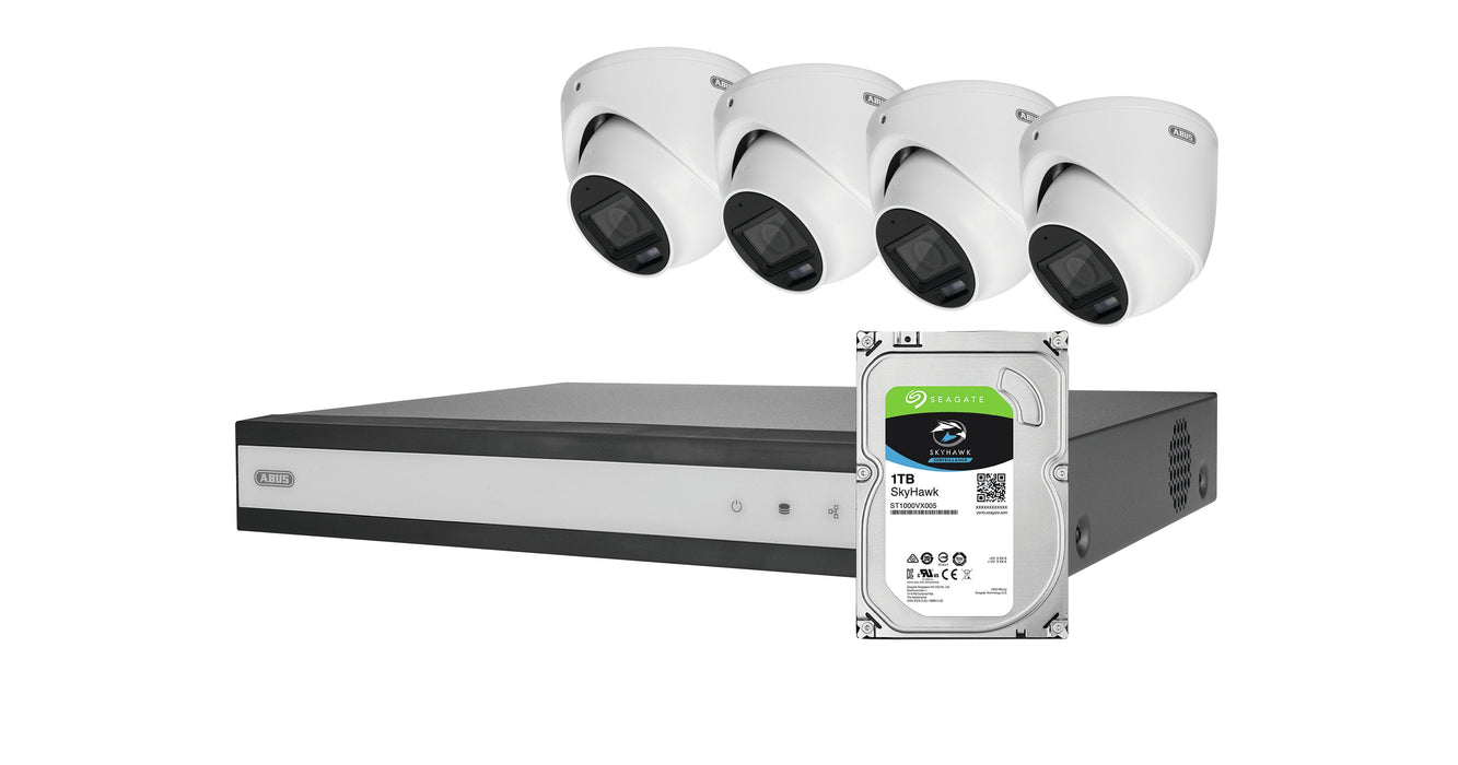 Abus Analog-Video-Set: 4 Mini-Dome-Kameras + Rekorder