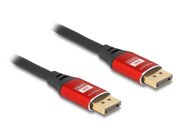 Delock 80604 Cable Displayport 8k 60 Hz 1 M Rojo Metal