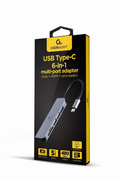 EAN 8716309124249 - Gembird A-CM-COMBO6-02 base para portátil y replicador de puertos Alámbrico USB 3.2 Gen 1 (3.1 Gen 1) Typ imagen 1