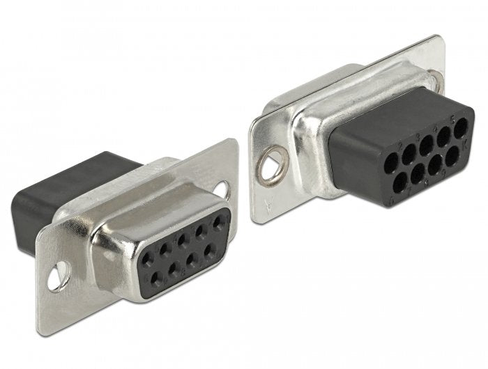 Delock D-Sub 9 Pin Buchse Zu Rj45 Buchse Montagesatz Schwarz