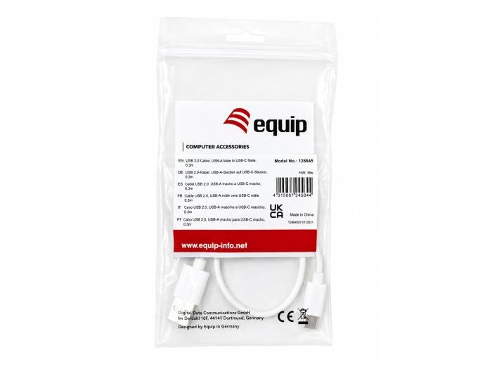 Equip Cable Usb-A->C2.0 3a M/M 0.30m Blanco