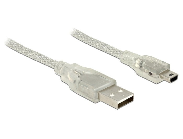 Delock Cable Usb 2.0 Typ-A Stecker > Usb 2.0 Mini-B Stecker 3 M Transparent