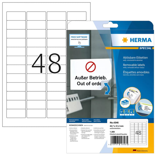 EAN 4008705043465 - HERMA 4346 etiqueta de impresora Blanco Etiqueta para impresora autoadhesiva imagen 1