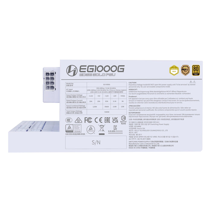 EAN 4718466016133 - Lian Li EG1000G unidad de fuente de alimentación 1000 W 20+4 pin ATX ATX Blanco imagen 9