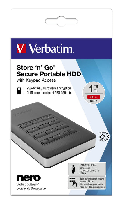 EAN 0023942534037 - Verbatim Store'n'Go disco duro externo USB Tipo C 3.2 Gen 1 (3.1 Gen 1) Negro, Plata imagen 4