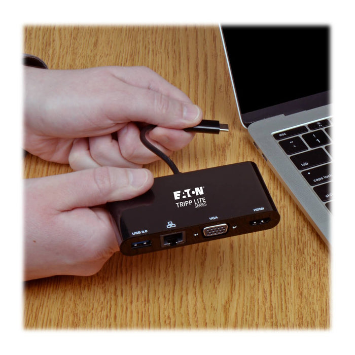 Eaton Tripp Lite Usb-C Multiport Adapter 4k Hdmi Vga Usb-A Gbe Hdcp Black