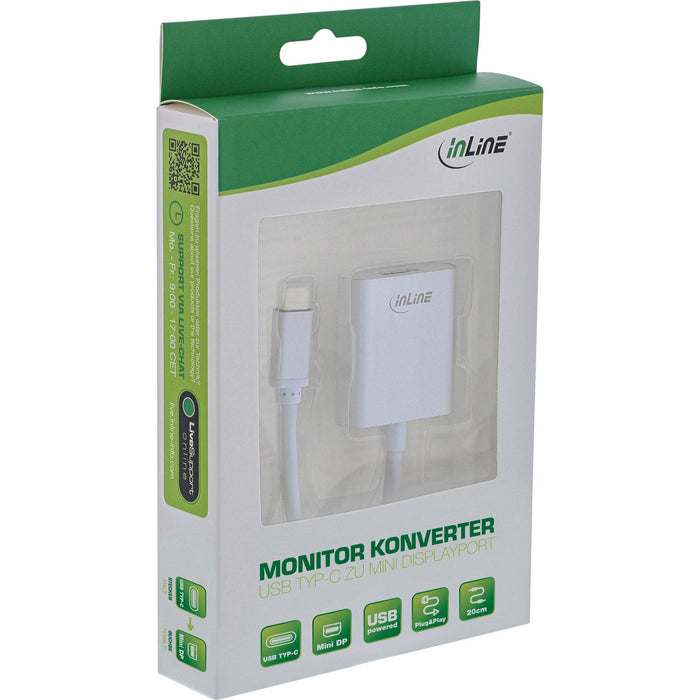 Adaptador Usb Inline, Usb Tipo C Macho A Mini Displayport Hembra (Modo Dp Alt), 4k2k, Plateado, 0,2 M