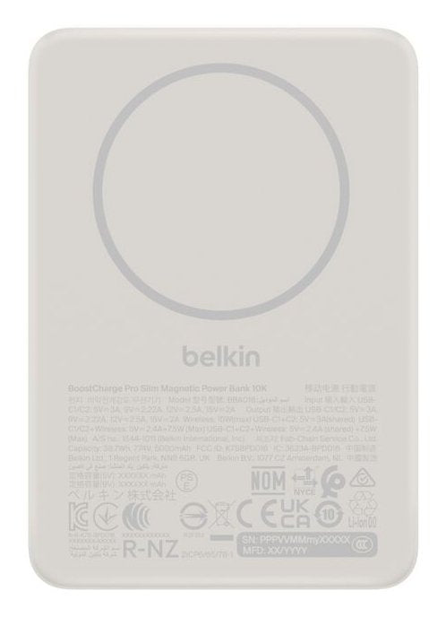 Belkin Boostcharge Slim 10000mah Mag.Pb/15w Qi2 Sand   Bpd018hqsa