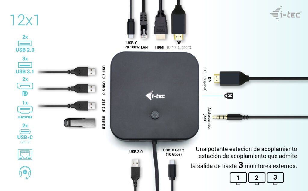 EAN 8595611705816 - i-tec C31TRIPLE4KDOCKPDPRO base para portátil y replicador de puertos Alámbrico USB 3.2 Gen 1 (3.1 Gen 1) imagen 5