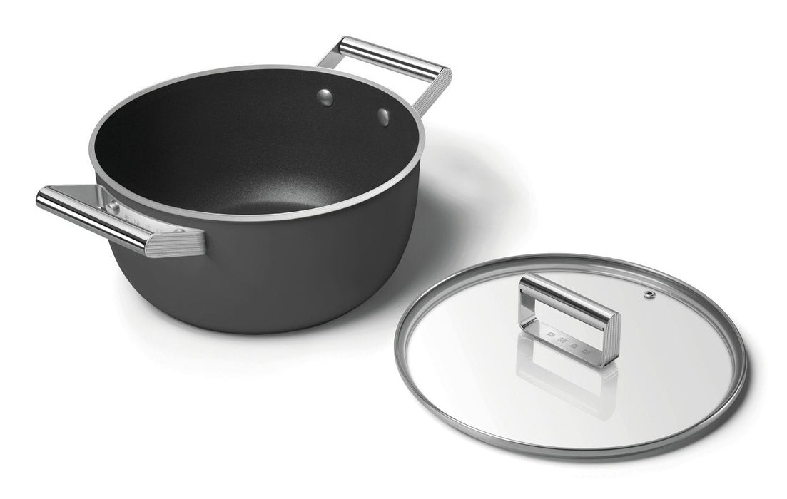 Smeg Csf2412blm Kochtopf, 20 Cm, Keramik, Edelstahlgriff, Mattschwarz