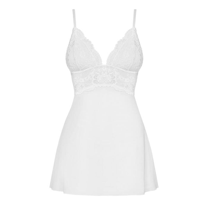 810-Bab-2 Babydoll Y Tanga Color Blanco Talla (Interno):L/Xl