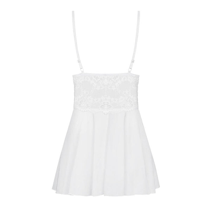 810-Bab-2 Babydoll Y Tanga Color Blanco Talla (Interno):L/Xl