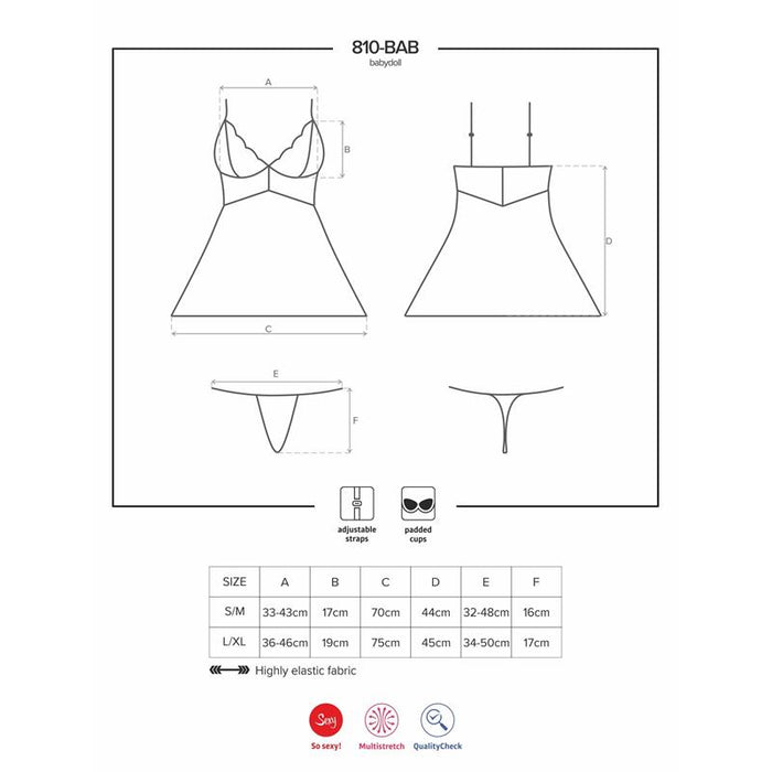 Babydoll Y Tanga Color Blanco Talla (Interno):S/M