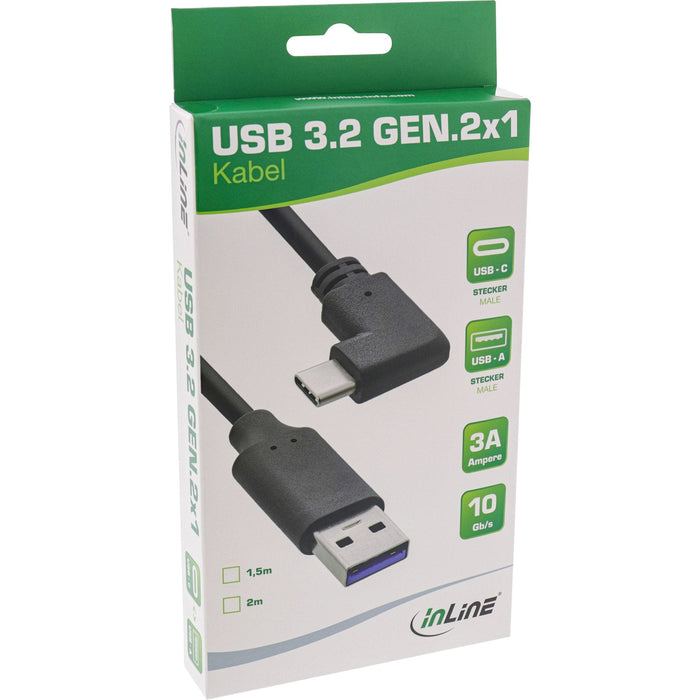 Cable Inline Usb 3.2, Usb Tipo C Macho En Ángulo A Macho A, Negro, 1,5 M