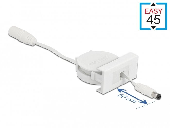 Delock Easy 45 Modul Power Ausrollcable Dc 5,5 X 2,1 Mm Buchse   Stecker Weiss