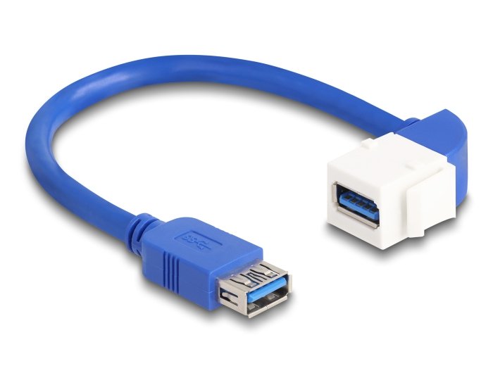 Delock Keystone Modul Cable Usb 5 Gbps Typ-A Buchse Zu Usb Typ-A Buchse 90° Gewinkelt 20 Cm Blau