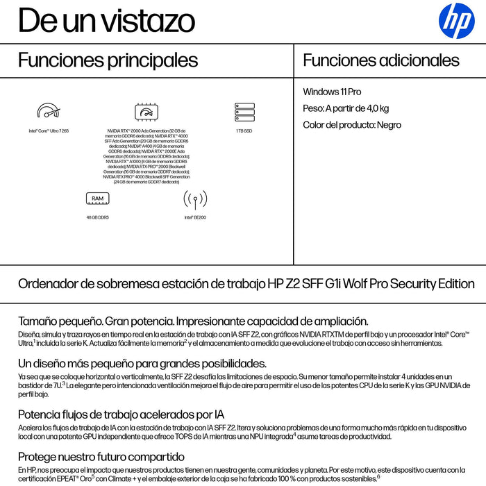 EAN 0199896738644 - HP Z2 SFF G1i Workstation Desktop PC Wolf Pro Security Edition Intel Core Ultra 7 265 48 GB DDR5-SDRAM 1  imagen 3