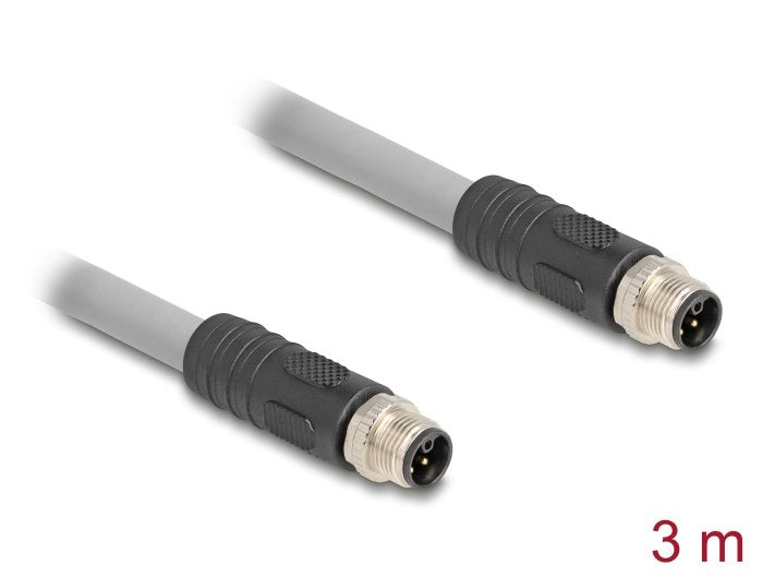 Delock M12 Cable L-Kodiert 5 Pin Stecker Zu Stecker Pur Schleppkettentauglich 3 M Grau