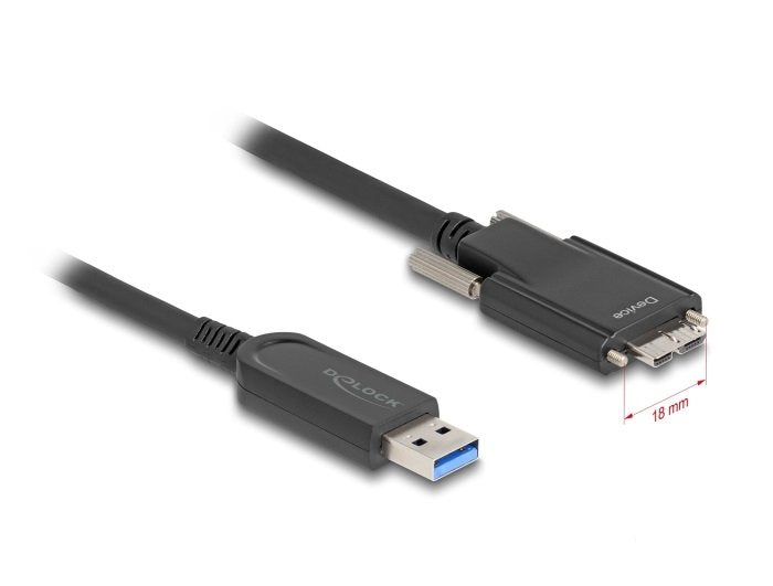 Delock 83211 Cable Óptico Activo Usb 10 Gbps-A Macho > Usb 10 Gbps Tipo Micro-B Macho Con Tornillos 5 M