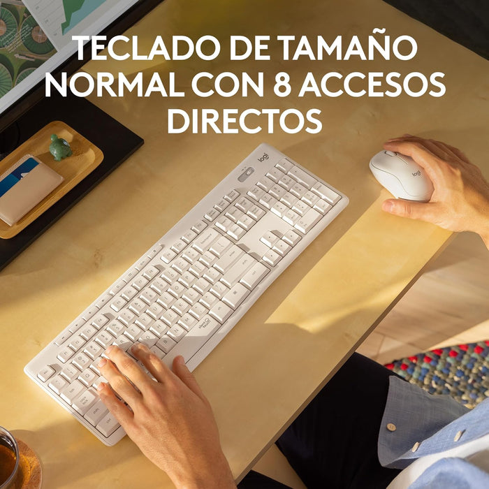 Teclado Español + Ratón Logitech Mk295 Silent Touch Blanco